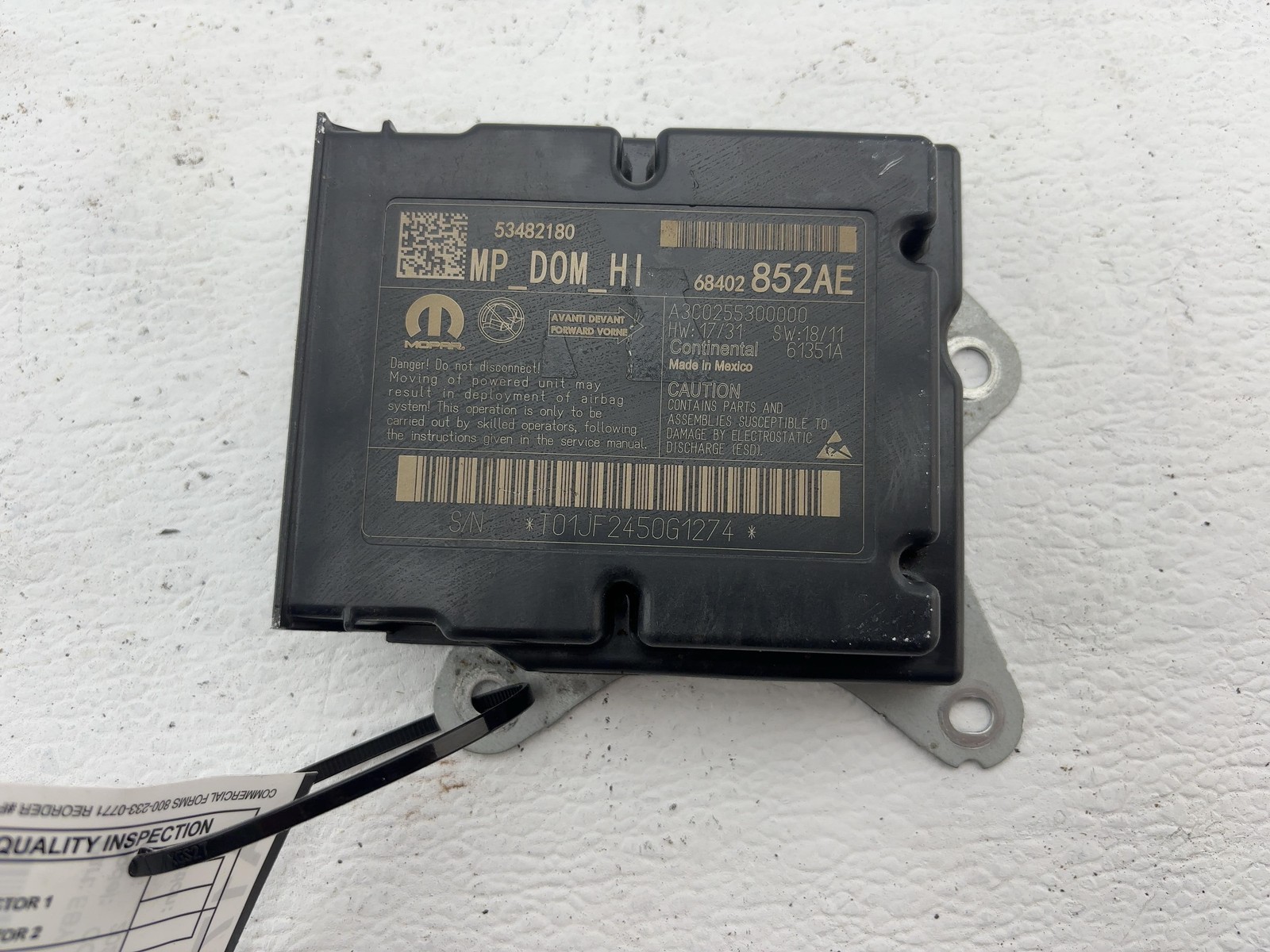 2019-2021 Jeep Compass Chassis ECM SRS Occupant Restraint OEM 68402852AE