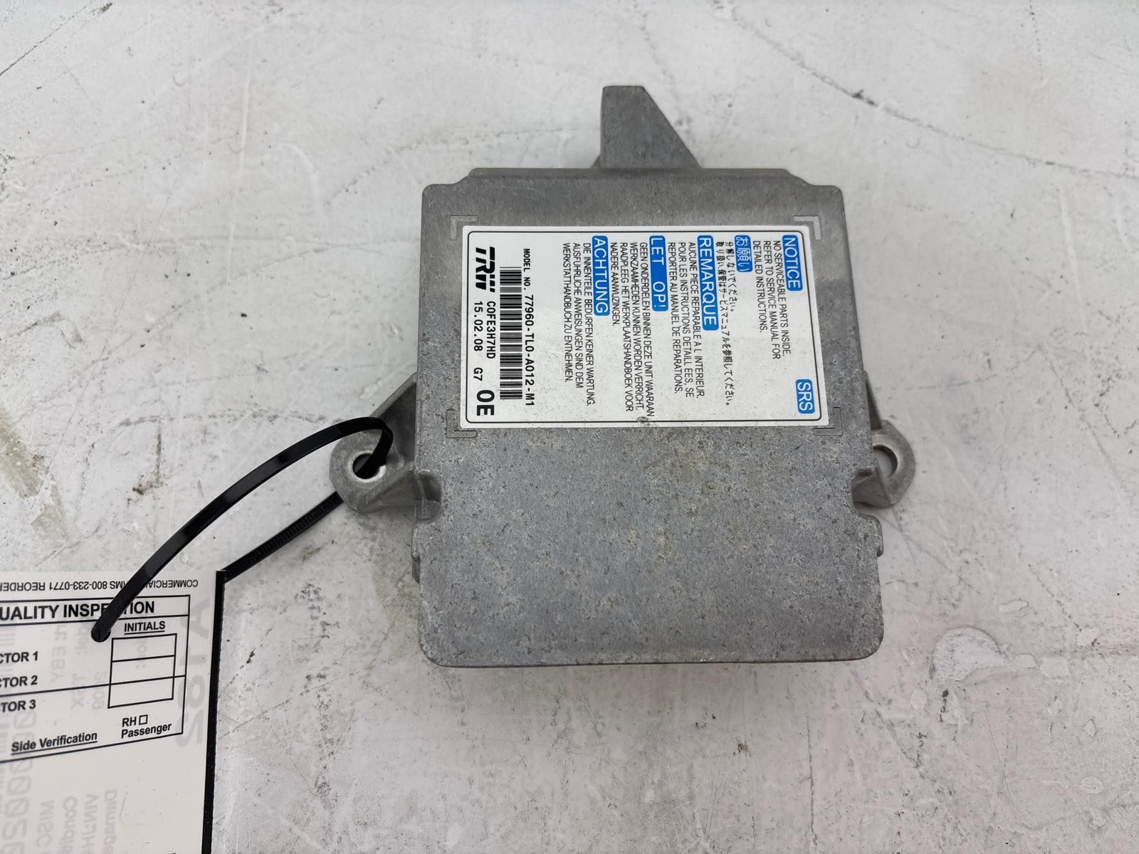 2009-2014 Acura TSX 2.4L SRS Computer Control Module OEM