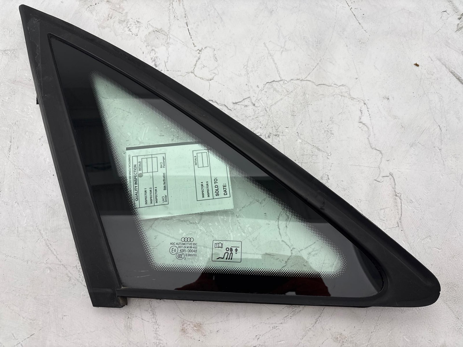 2009 - 2016 Audi A4 S4 Rear Left Driver Side Quarter Window Glass OEM