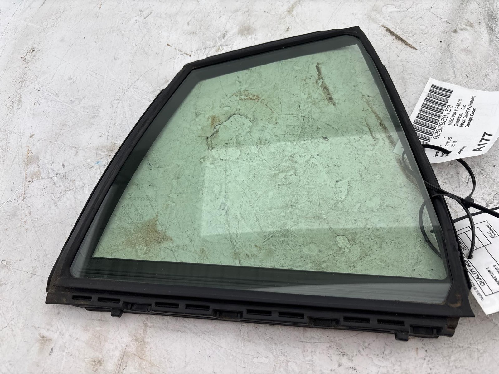 2016-2022 Toyota Prius Prime Rear Right Side Door Window Fixed Vent Glass OEM