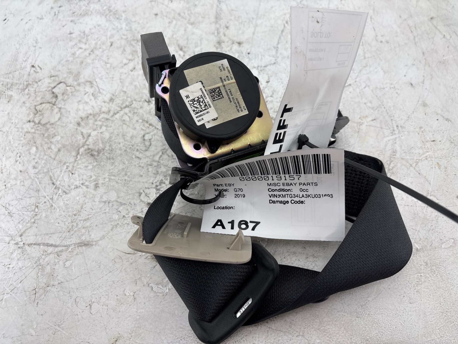 2019-2021 Genesis G70 Rear Left Seat Belt OEM 89810-G9500-NNB