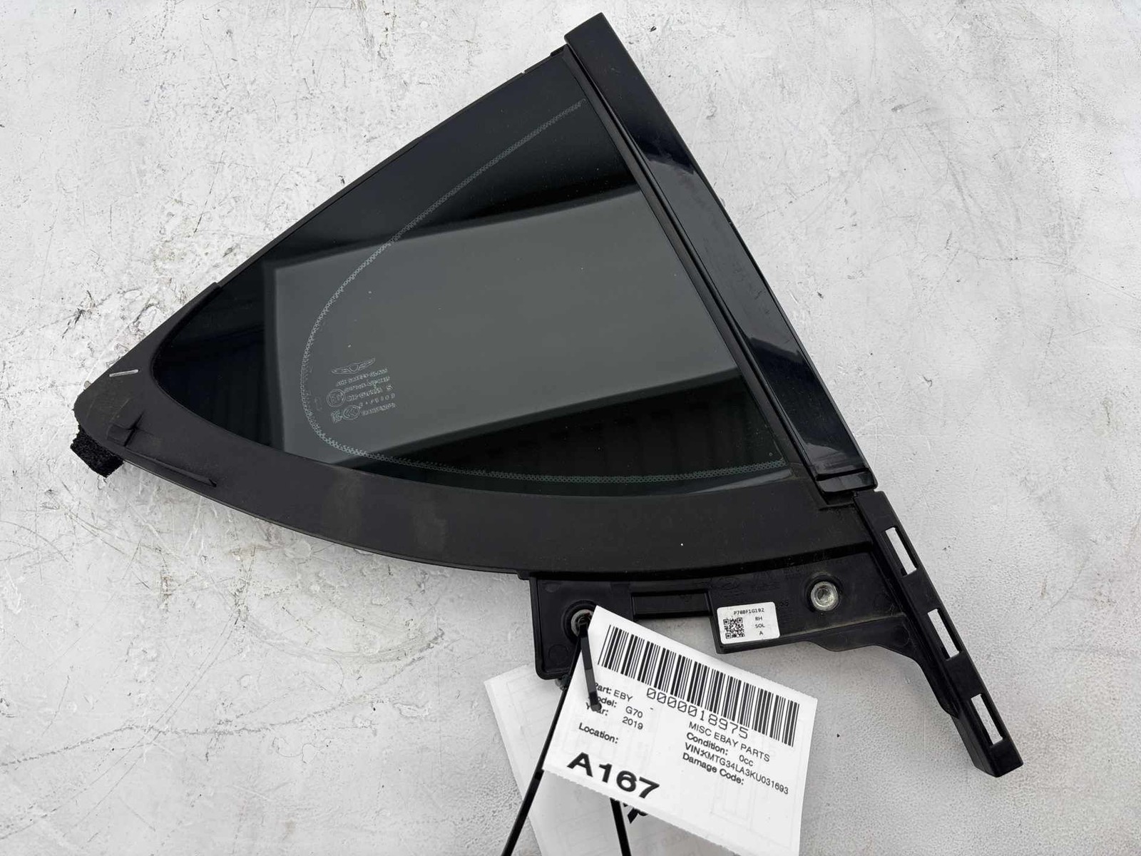 2019-2021 Genesis G70 Rear Right Window Quarter Glass OEM