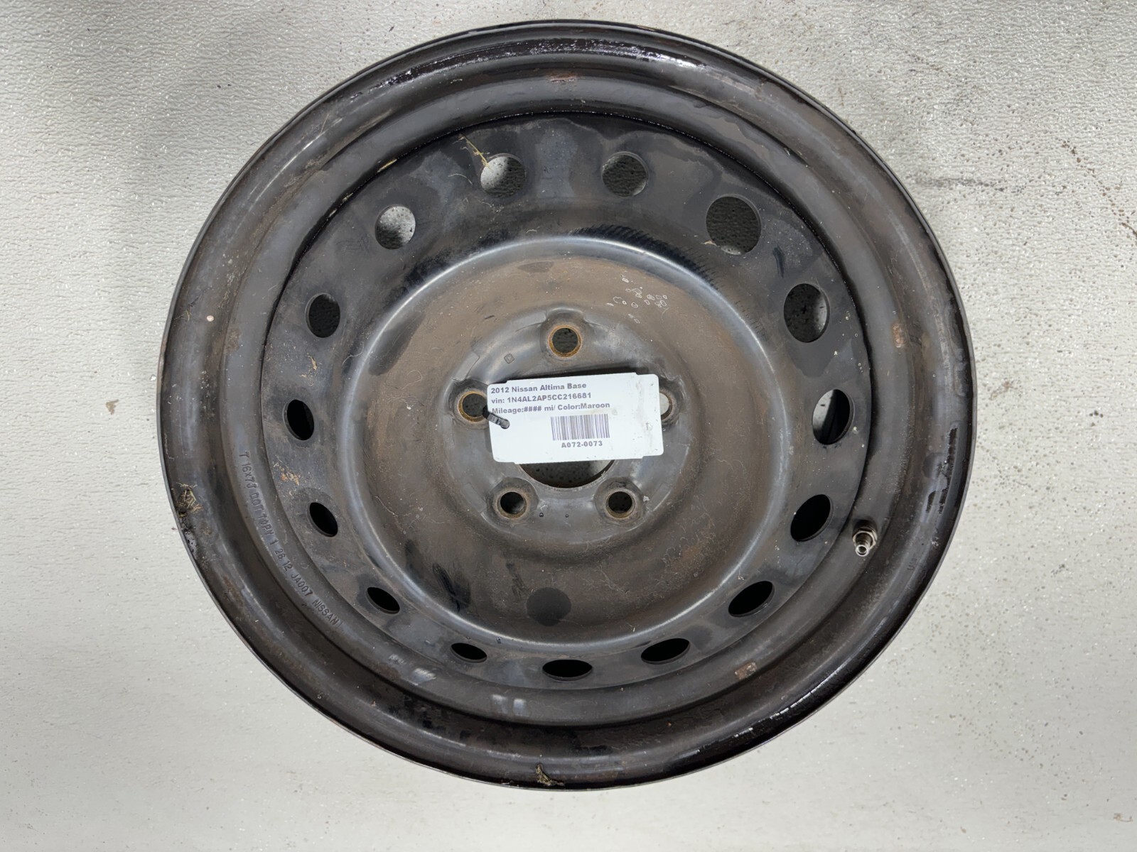 2007 - 2012 Nissan Altima Base 16X7J Steel 16" Factory Wheel Rim Black Oem Ja007