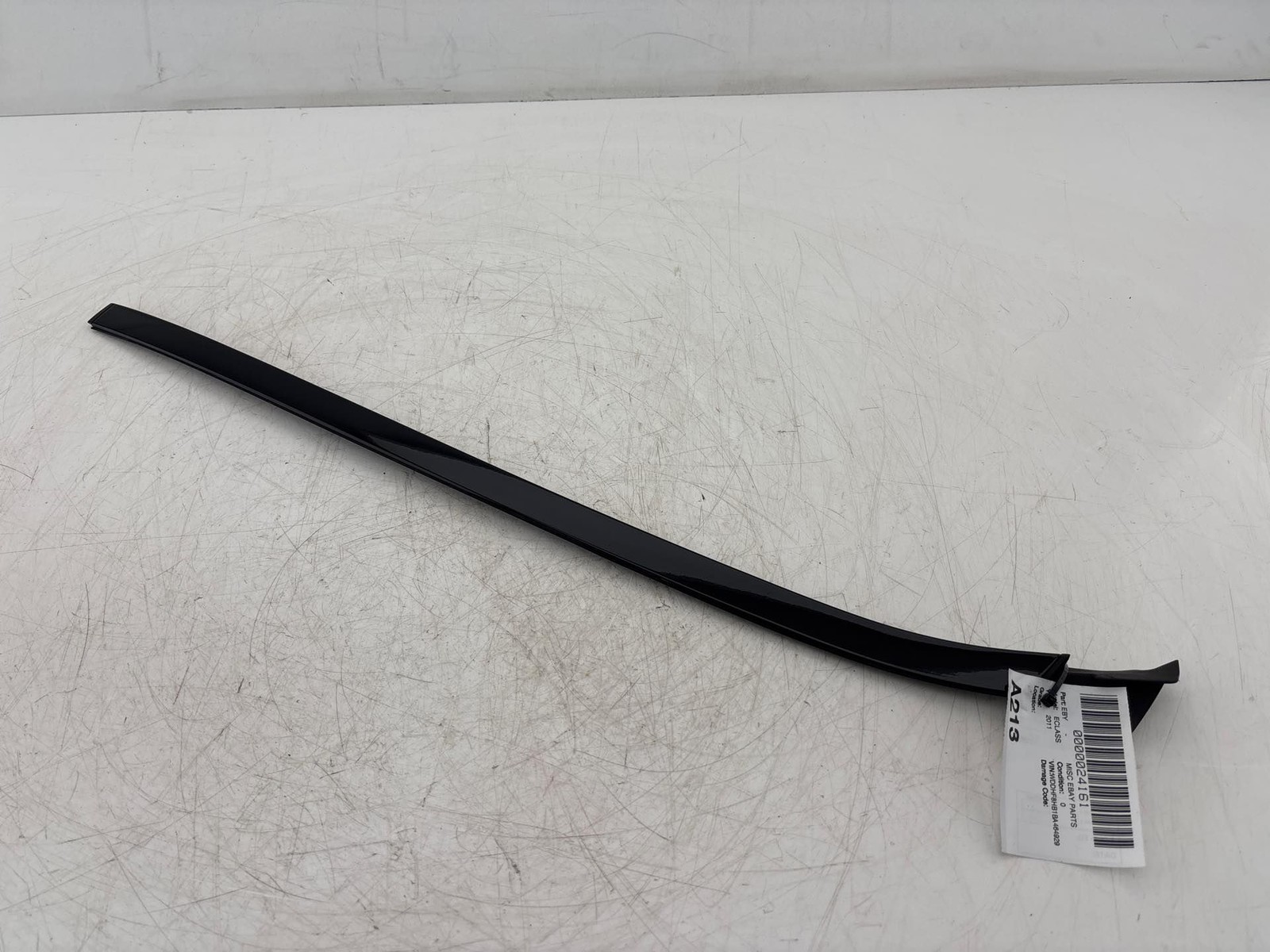 10-16 Mercedes W212 Front Right Windshield Roof Strip Molding Cover Black OEM