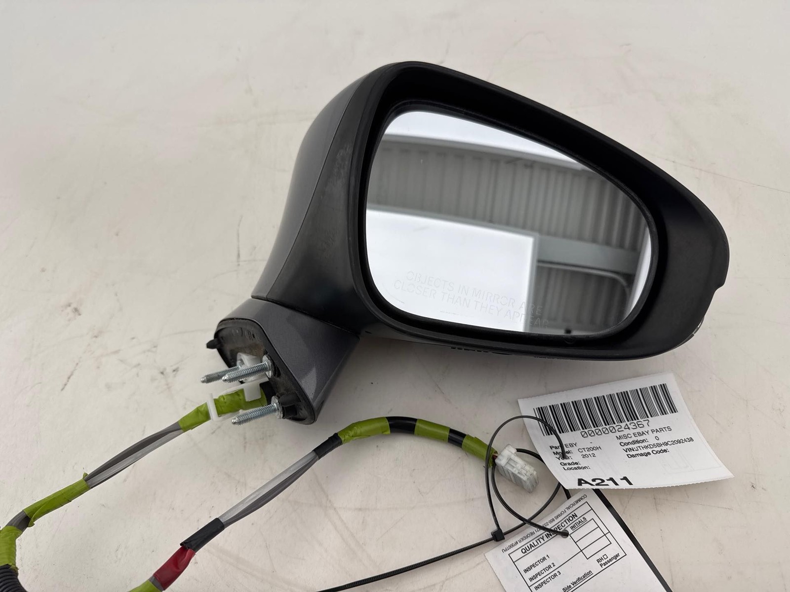 2011 - 2012 Lexus CT200H Front Right Passenger Side Door Rear View Mirror OEM