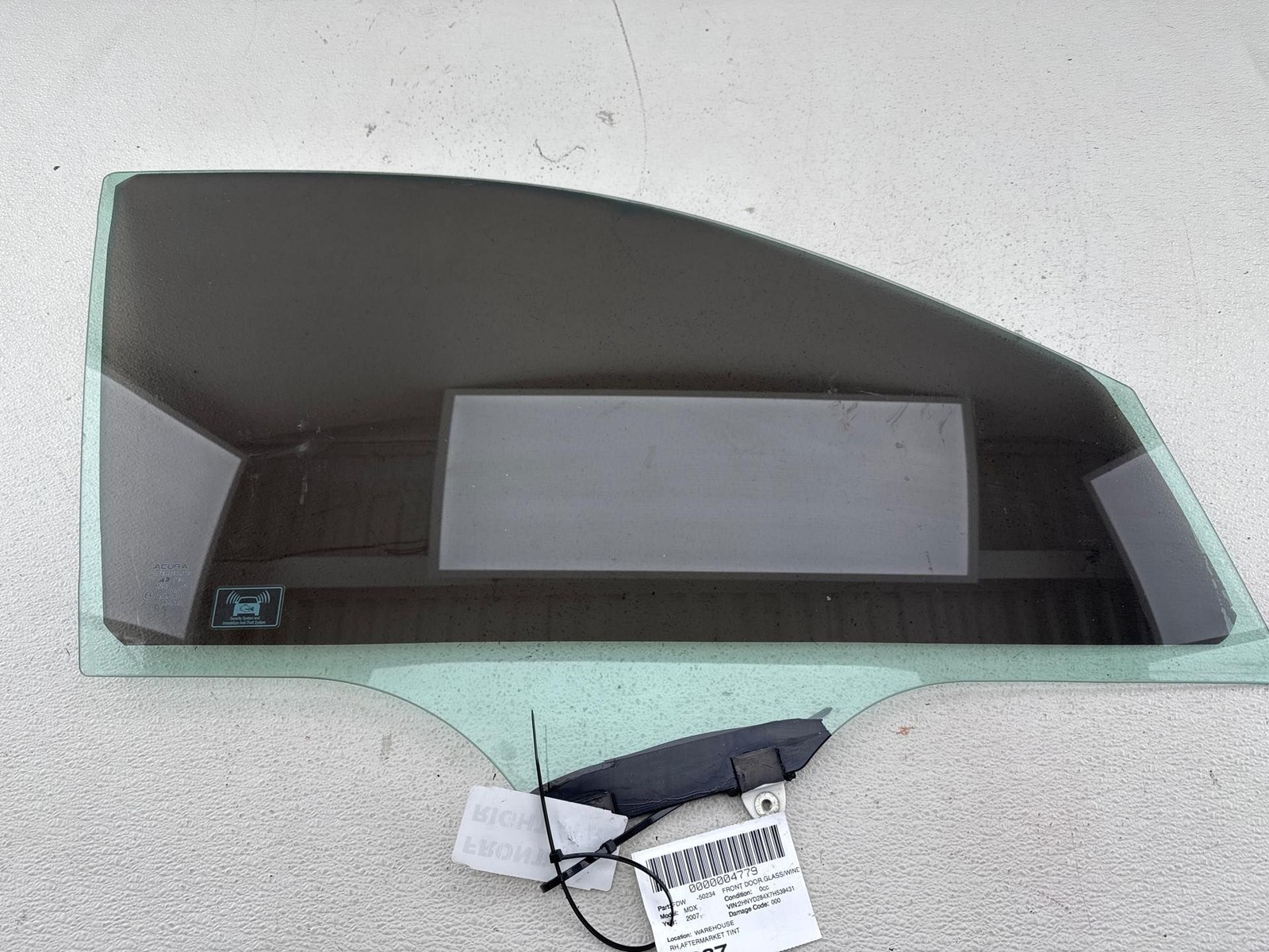 2007-2013 Acura MDX Passenger Right Side Front Door Window Glass FD23260GTY