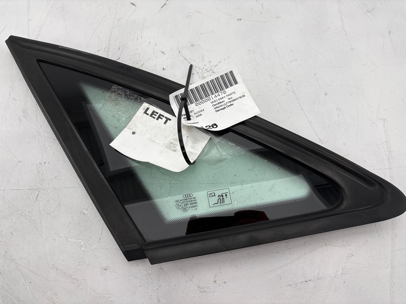 2009 - 2016 AUDI A4 S4 Rear Left Driver Side Quarter Window Glass OEM