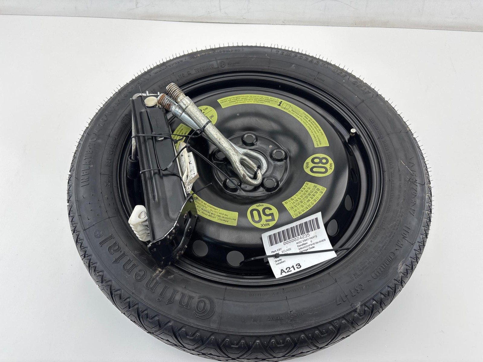 2010-2013 Mercedes W212 E350 Spare Tire Wheel W/ Jack Tool Kit OEM